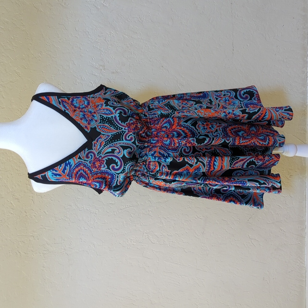 Marciano Marrakesh Paisley Print Black Blue Mini Dress Size Large - Picture 7 of 11